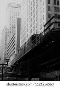 An Elevated Train passing overhead in Chicago, Illinois. 