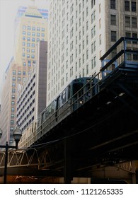 An Elevated Train passing overhead in Chicago, Illinois. 
