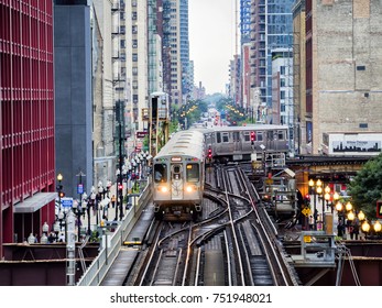 Elevated Train Tracks Above Streets Between Stock Photo (Edit Now ...