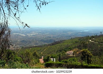 Elevated view across the Monchique mountains and countryside, Monchique, Algarve, Portugal, Europe.