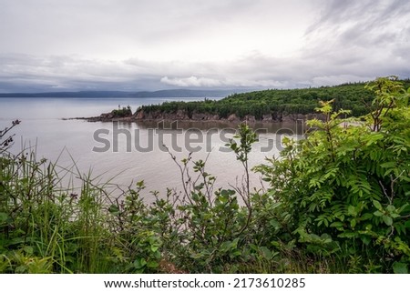 Elevated view of Cape Enrage Nature Preserve in Nova Scotia, Canada