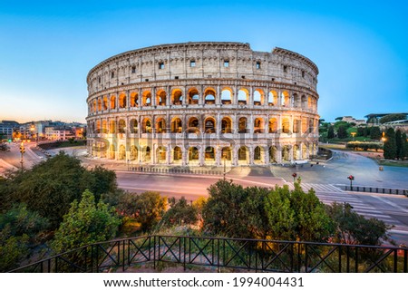 Elevated view of the Colosseum in Rome, Italy