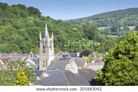 Elevated view of the Devonshire town of Ashburton. United kingdom. Situated on the edge of Dartmoor.
