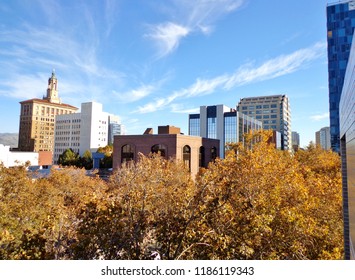 Elevated View Of Downtown San Jose, California, USA (Autumn/ Fall) 