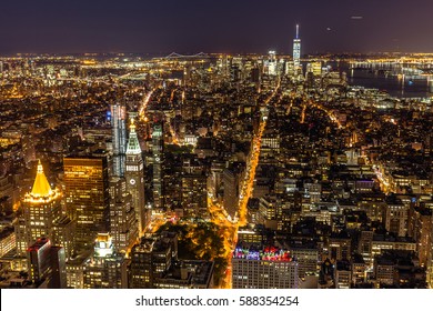 Elevated view of New York City at night. - Powered by Shutterstock