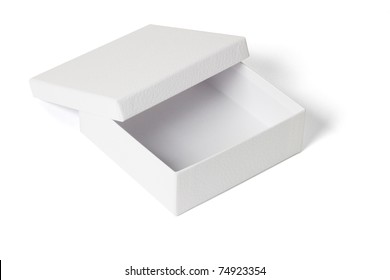 Elevated view of an open empty gift box on white background - Shutterstock ID 74923354