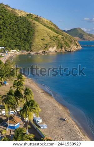 Elevated view over Frigate Bay Beach, Frigate Bay, St. Kitts, Leeward Islands, West Indies, Caribbean, Central America