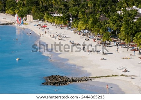 Elevated view over Jolly Harbour and Jolly Beach, Antigua, Leeward Islands, West Indies, Caribbean, Central America