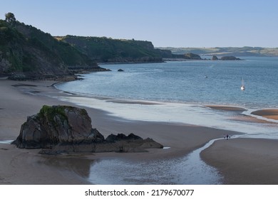 Elevated View Of The South Beach At Tenby, Pembrokeshire, Wales