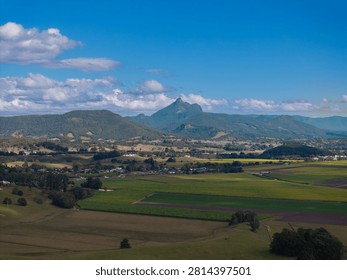 Elevated views of Mount Warning from Nunderi in the Hinterland region of northern New South Wales, Australia