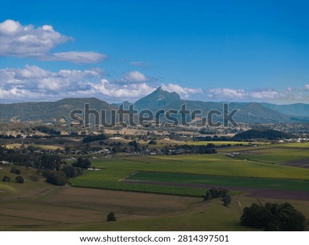 Elevated views of Mount Warning from Nunderi in the Hinterland region of northern New South Wales, Australia