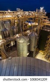 Elevator Cistern (storage For Grain) At Night