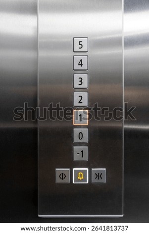 Elevator control panel with floor buttons and bell