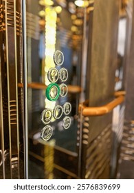 Elevator Control Panel With Illuminated Buttons In Luxurious Modern Interior, Focus On Design Details, Ideal For Real Estate, Hospitality, Technology, And Architecture Marketing.