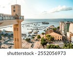 Elevator Lacerda lift in the center of Salvador - Bahia - Brazil with the sea of ​​All Saints Bay in the background