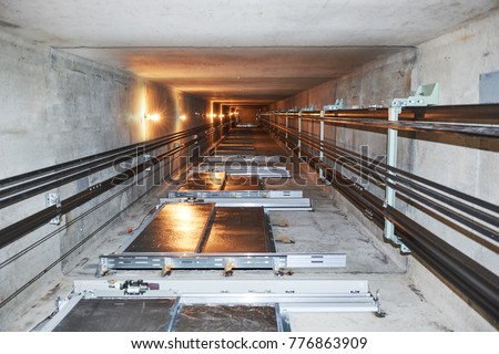 elevator in lift shaft