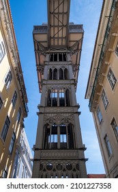Elevator in the old town of Lisbon which connects two parts of the city