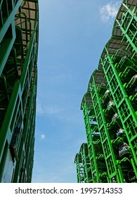 Elevator Parking System Machine As Stack. Automated Parking In Limit Area.