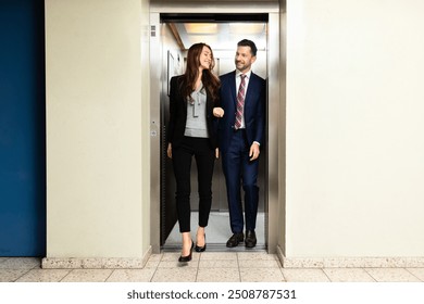 Elevator Pitch Or Career Conversation Or Speech In Lift - Powered by Shutterstock