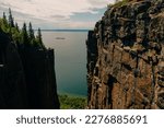 Elevator rock formations at the top of the sleeping giant in Sleeping Giant Provincial Park, Northern Ontario. High quality photo