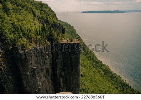 Elevator rock formations at the top of the sleeping giant in Sleeping Giant Provincial Park, Northern Ontario. High quality photo