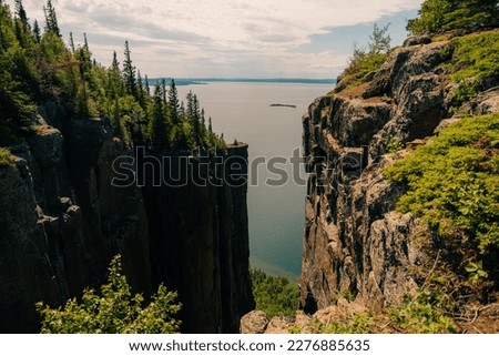 Elevator rock formations at the top of the sleeping giant in Sleeping Giant Provincial Park, Northern Ontario. High quality photo