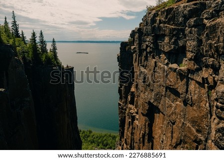 Elevator rock formations at the top of the sleeping giant in Sleeping Giant Provincial Park, Northern Ontario. High quality photo