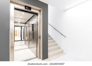 elevator and staircase in an apartment building