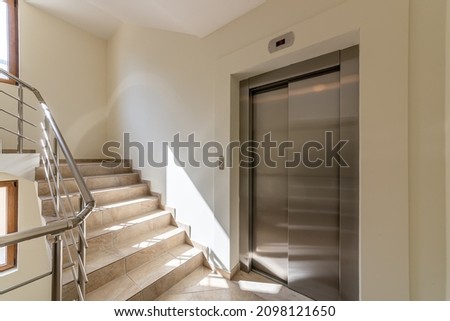 Elevator and stairs in a modern building
