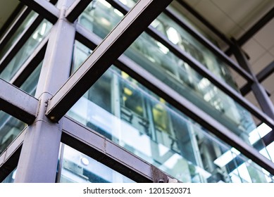 Elevator Steel Frame Glass Window Urban Stock Photo (Edit Now) 1201520371