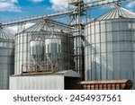 Elevator for wheat, corn, soy storage and grain. Import grains, wheat, corn, soy. Loading and transportation of agricultural products by railway. Agribusiness.