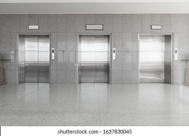 Elevators front door wall, lifts with closed.