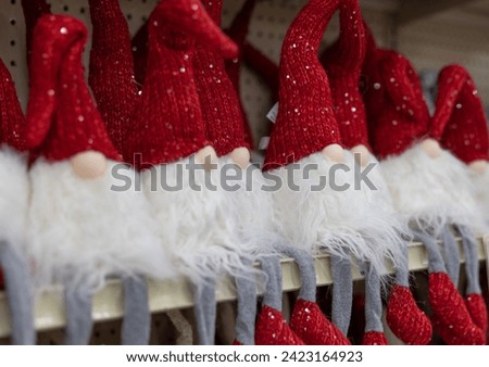 Elf Gnomes Christmas Decor Red Santa Hat Shelf