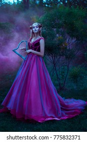 Elf woman in violet dress