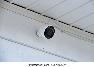 Elgin, IL - 03/02/2020: A Nest Cam Has Just Been Installed By A Home Owner Wanting More Security.