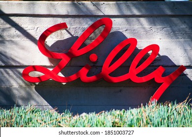 Eli Lilly logo sign. Eli Lilly and Company is an American pharmaceutical company - San Diego, California, USA - 2020