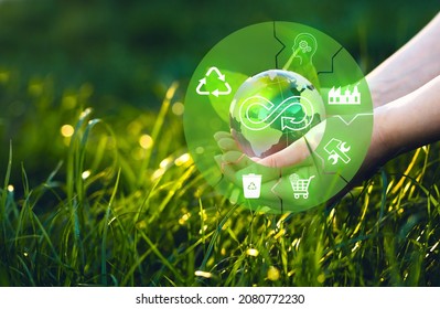 Eliminate waste and pollution. Circular economy concept. Sharing, reusing,repairing,renovating and recycling existing materials and products as much possible.   - Shutterstock ID 2080772230