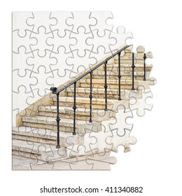 Eliminating Or Overcoming Architectural Barriers Concept Image In Shape Of Puzzle