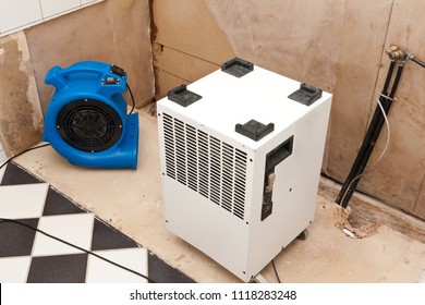 Elimination Of Water Damage With Fan And Dryer