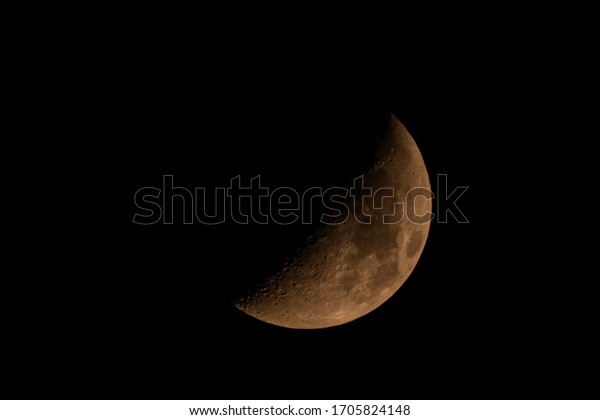 Elipce moon close up on night sky background,
surface moon on black background and not star in sky, moon is
planet of earth in
univers