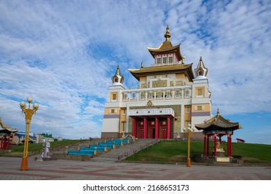 ELISTA, RUSSIA - SEPTEMBER 21, 2021: At the Buddhist temple "Golden Abode of Buddha Shakyamuni"