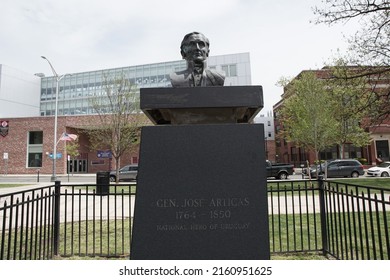 Elizabeth, New Jersey, USA - May 8, 2022: Bust Of Uruguayan General José Gervasio Artigas At Scott Park