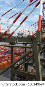 Elizabeth, NJ, USA, June 27, 2017: Ocean Container Cranes And Terminal