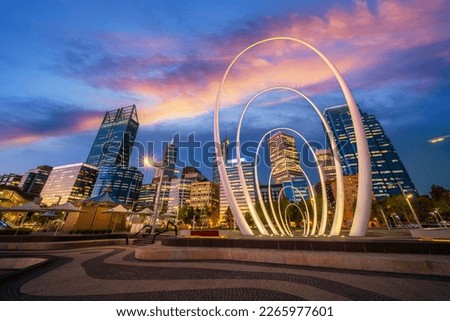 elizabeth quay park, Perth cityscape  building landmark in Australia city with blue sky