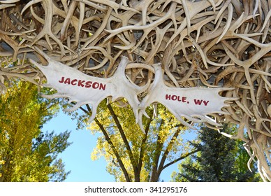 Elk Antler Arch welcome sign, Jackson Hole Wyoming