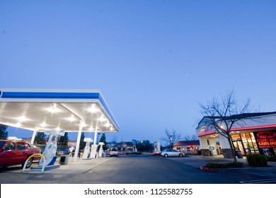 Elk Grove, CA - November 15, 2013: ARCO Gas Station Exterior. A Place To Both Refuel Your Car And Your Stomach Inside The AMPM Store. 