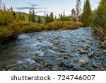 Elk River - A close-up evening view of Middle Fork Elk River in Routt National Forest, Steamboat Springs, Colorado, USA.