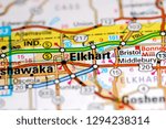 Elkhart. Indiana. USA on a map