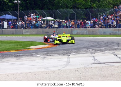 Elkhart Lake, Wisconsin- June 23, 2019: 22 Simon Pagenaud, France,Team Penske During NTT Indycar Race At Road America.