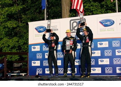 Elkhart Lake Wisconsin, USA - August 18, 2012: Road America Road Race Showcase, ALMS, multi-class sports car and GT motor race. American Le Mans Series Four-hour, timed period. P1 Champions 